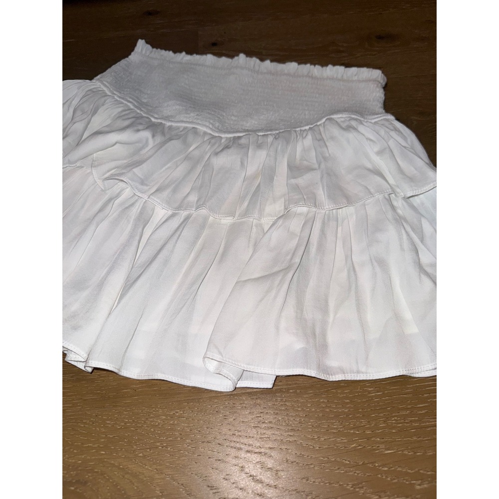 Ee:some White Smocked Tiered Ruffle Mini Skort Large Boho Summer Skirt Shorts - Picture 5 of 6